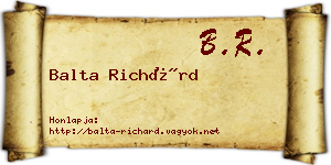 Balta Richárd névjegykártya